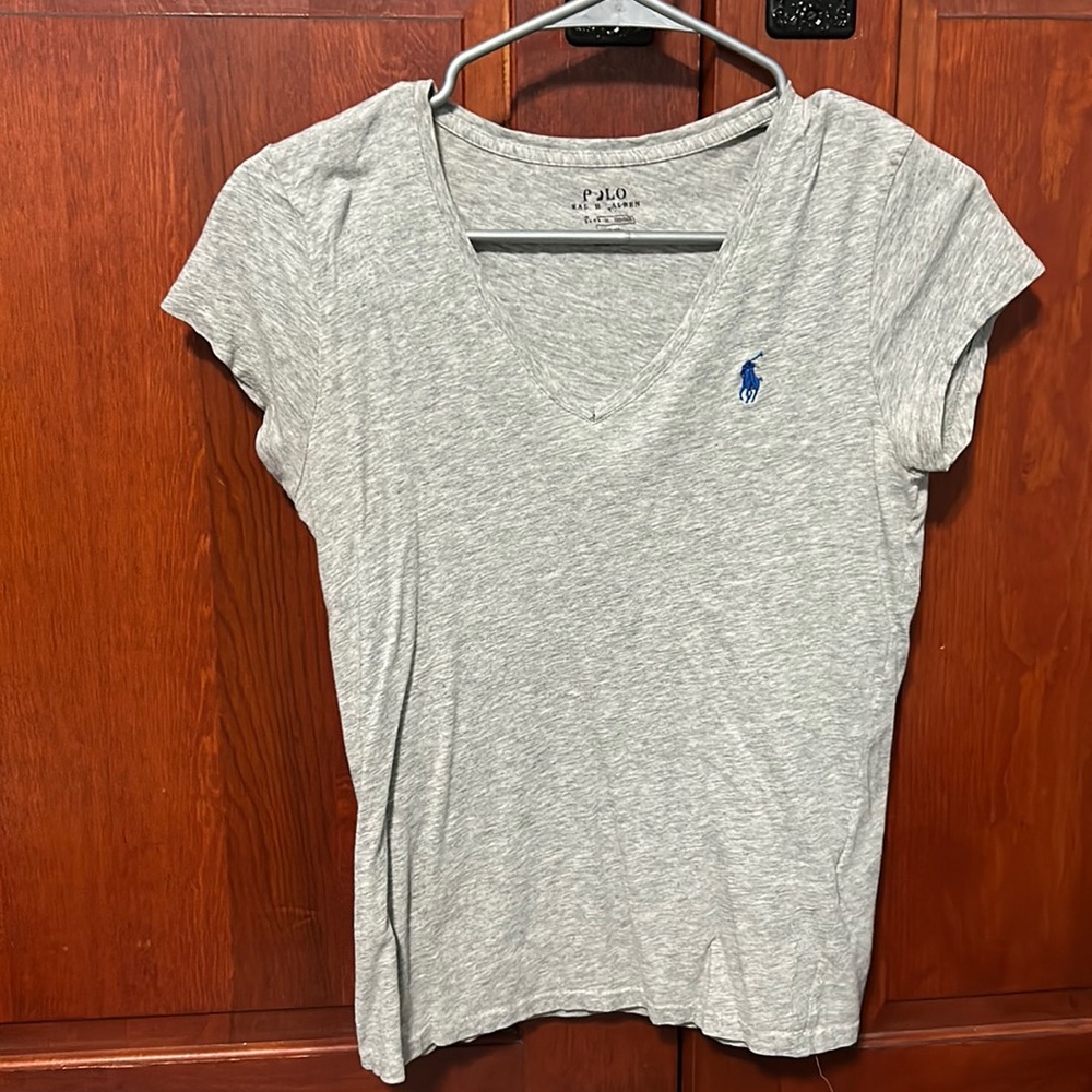 Gray polo v-neck shirt
